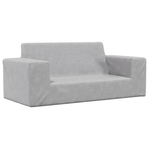 2-personers sofa til børn blødt plys lysegrå