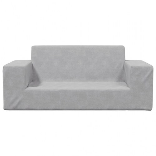 2-personers sofa til børn blødt plys lysegrå