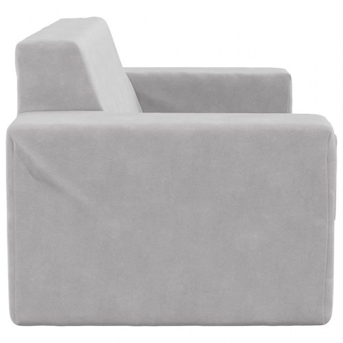 2-personers sofa til børn blødt plys lysegrå
