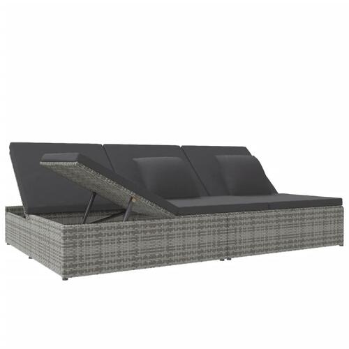 Solseng med hynder polyrattan mørkegrå