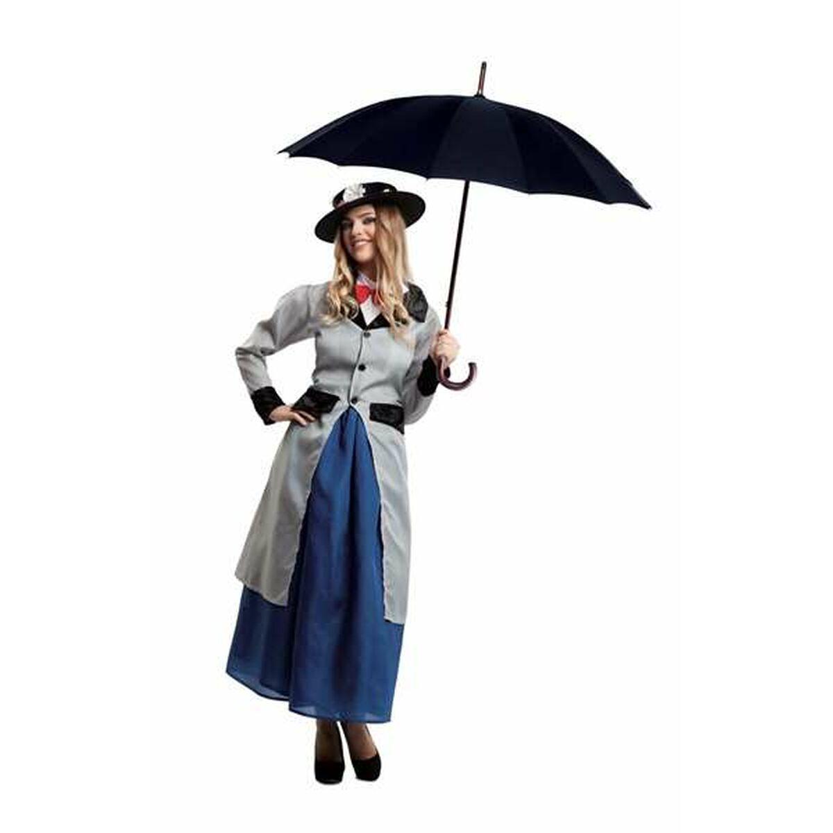 Mary Poppins kostume til voksne, 4 dele, grå - M/L