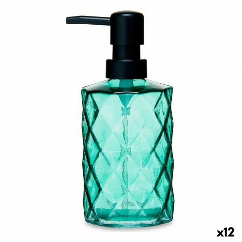 Berilo sæbedispenser - grøn diamantlook, plastik/”krystal”, 410 ml, 9 × 18 × 7 cm (12 stk.)