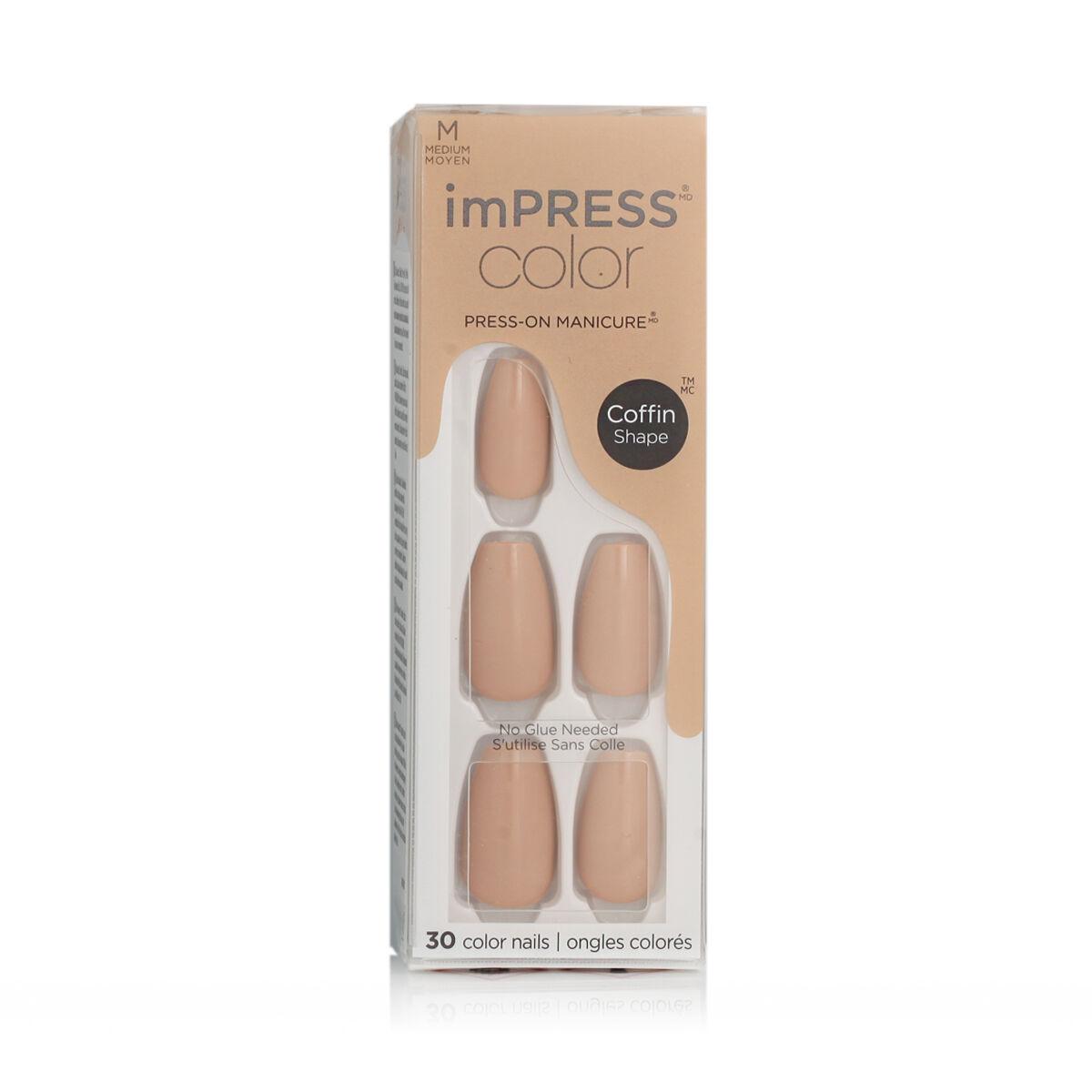 Falske negle Kiss imPRESS color Nº 506 Latte (30 enheder)