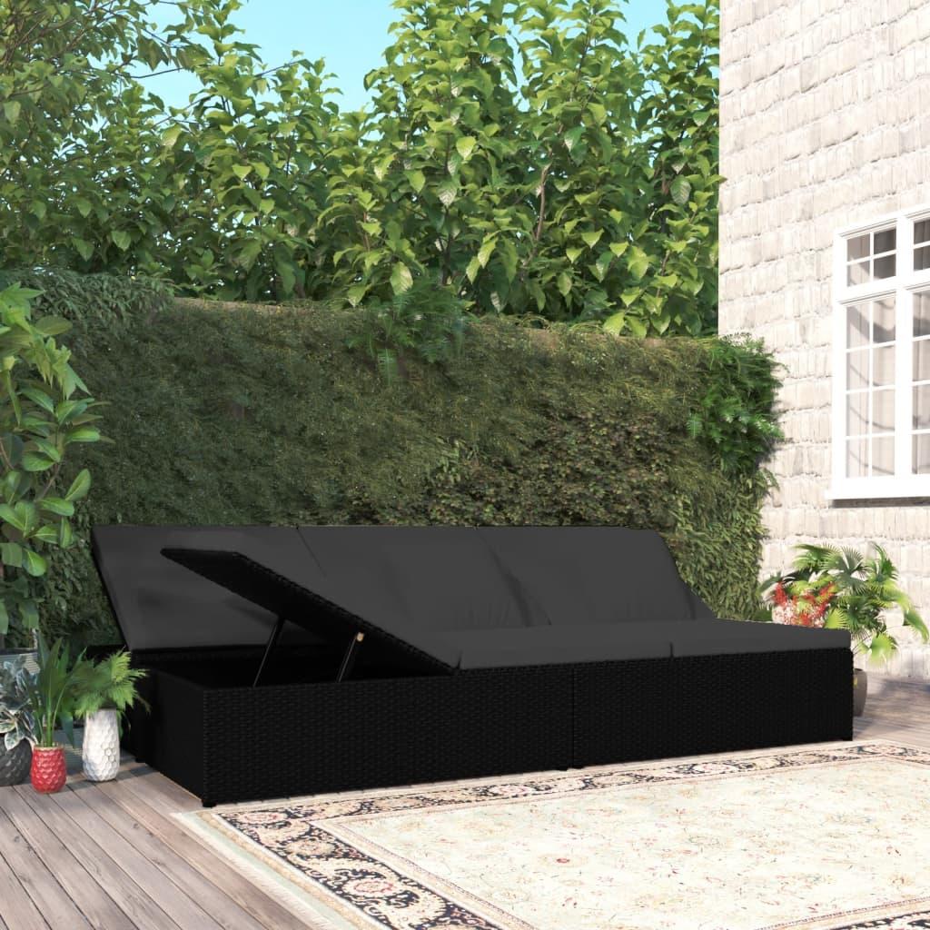 Fleksibel soleng med hynder polyrattan sort