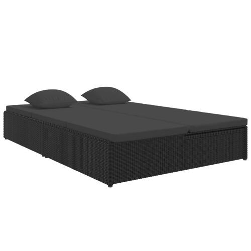 Fleksibel soleng med hynder polyrattan sort