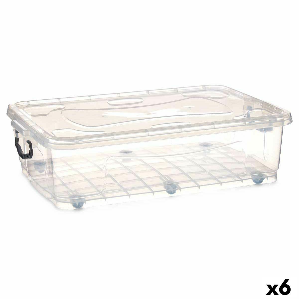 Opbevaringsboks med hjul Gennemsigtig Plastik 40 L 46,5 x 20 x 72,2 cm (6 enheder)