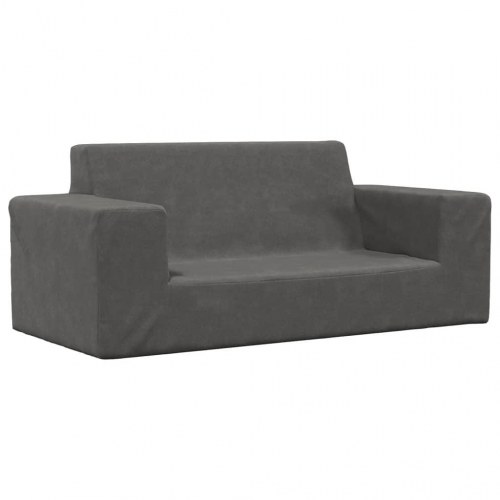 2-personers sofa til børn blødt plys antracitgrå