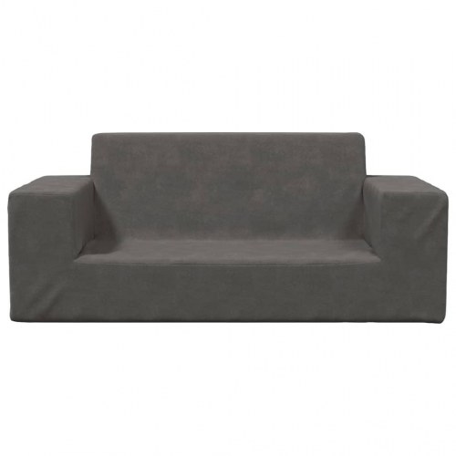 2-personers sofa til børn blødt plys antracitgrå