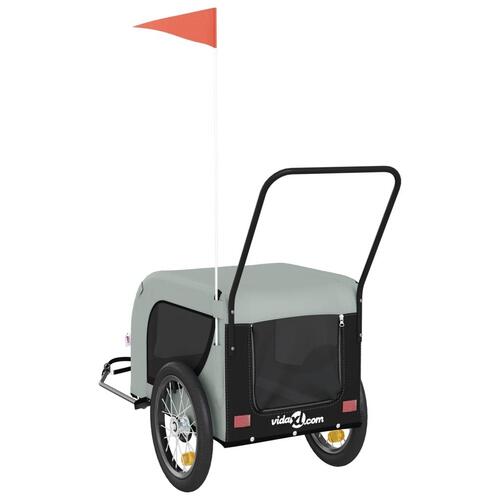 Hundetrailer til cykel oxfordstof og jern grå og sort