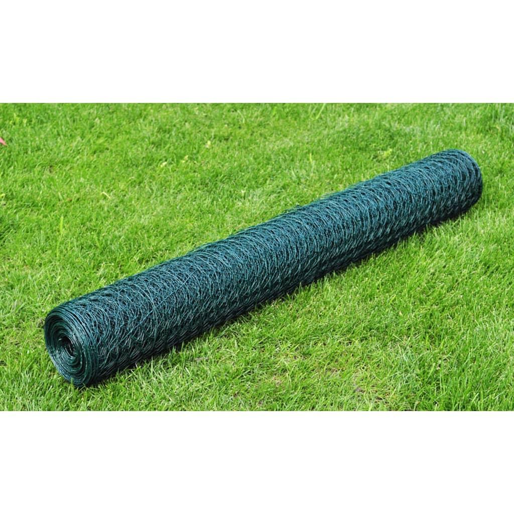 Hønsenet 25x0,75 m stål med PVC-belægning grøn
