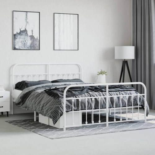 Sengeramme med sengegavl og fodgærde 183 x 213 cm - hvid