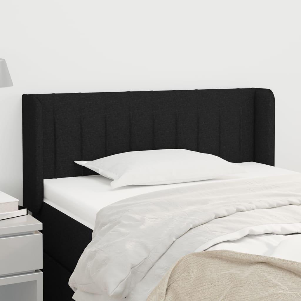 Sengegavl Med Kanter 83X16X78/128 Cm Stof - Sort / 83 x 16 x 78/88 cm