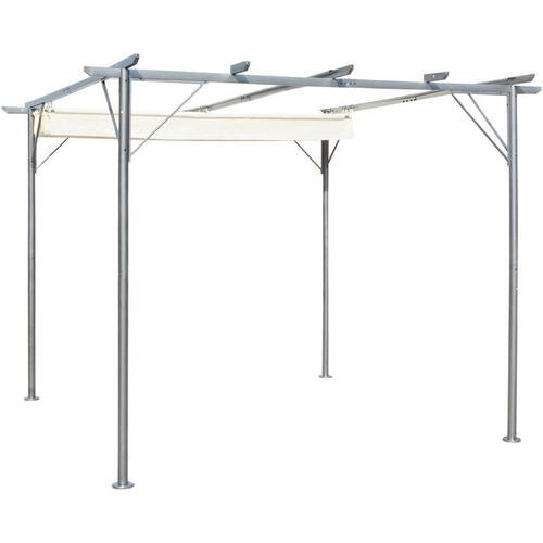 Pergola med sammenlukkeligt tag cremehvid stål 3x3 m