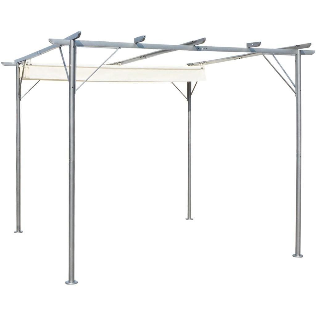 Pergola med sammenlukkeligt tag cremehvid stål 3x3 m