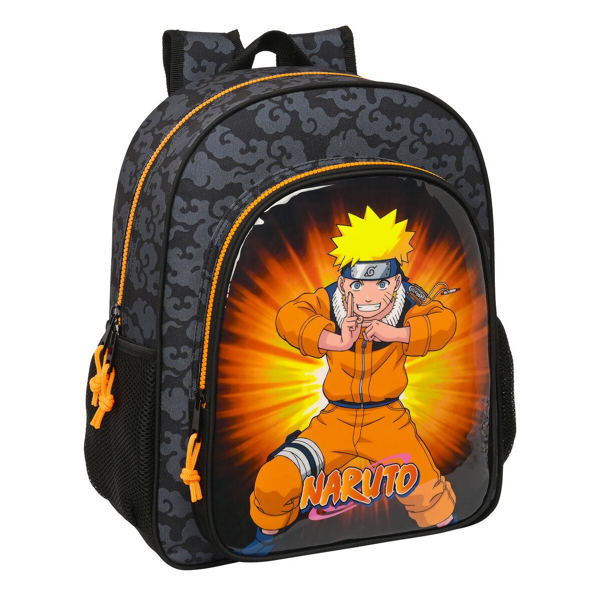 Naruto skoletaske - sort/orange 32 × 38 × 12 cm