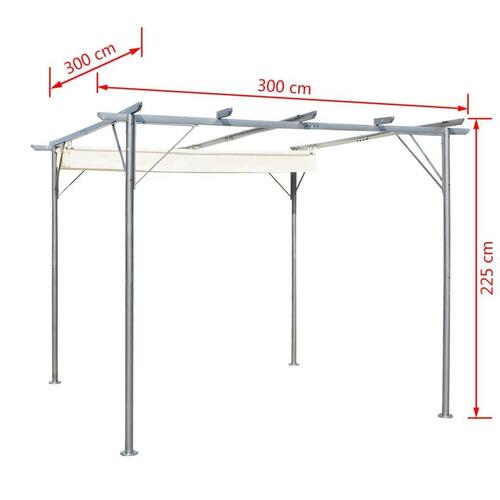 Pergola med sammenlukkeligt tag cremehvid stål 3x3 m