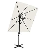 Hængeparasol med dobbelt top 250x250 cm sandfarvet