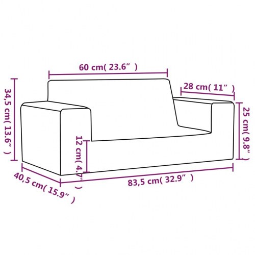 2-personers sofa til børn blødt plys blå