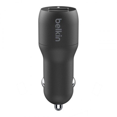 Belkin biloplader 24 W med USB-A og Lightning-kabel - sort