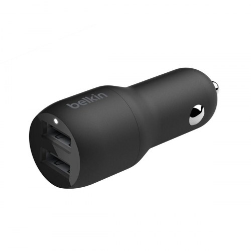 Belkin biloplader 24 W med USB-A og Lightning-kabel - sort