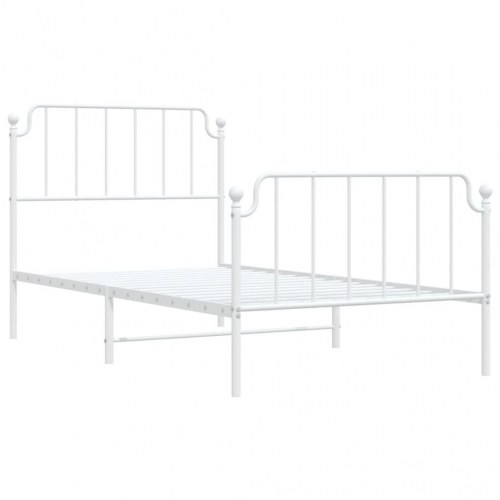 Sengeramme med sengegavl og fodgærde 100x190 cm metal hvid