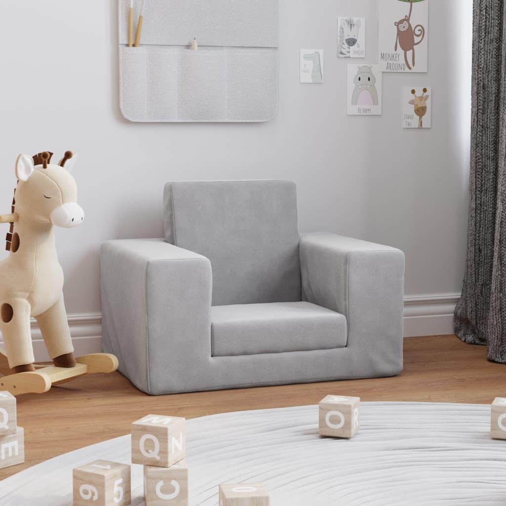 Sofaseng til børn blødt plys lysegrå
