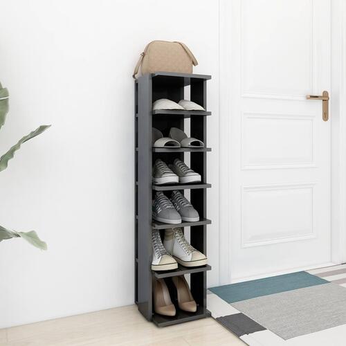Skoskab 27,5x27x102 cm konstrueret træ grå højglans