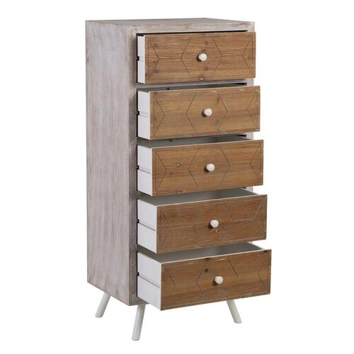 Kommode COUNTRY 50 x 35 x 112 cm Natur Hvid Gran Træ MDF