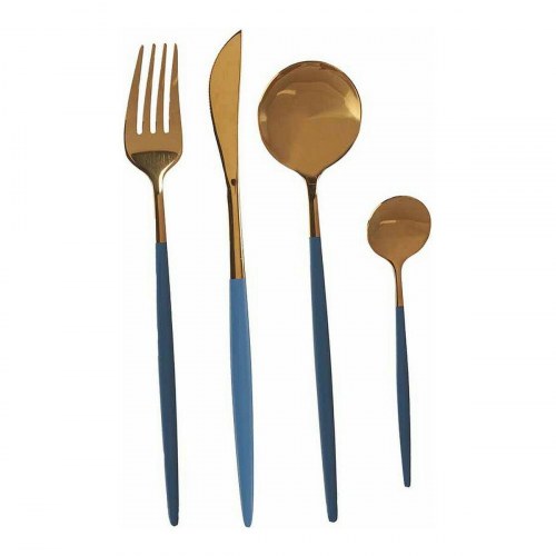 Bestiksæt Kinvara - grå/guld, rustfrit stål, 8 dele