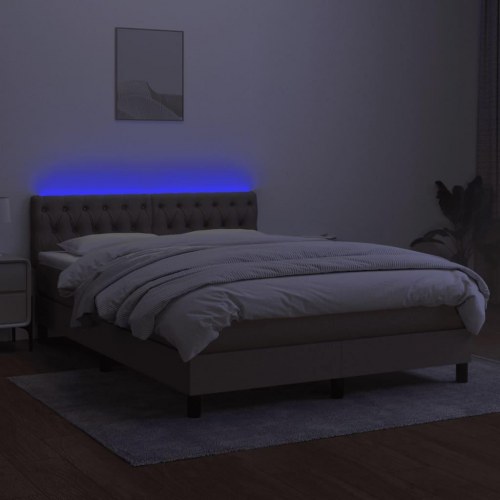 Kontinentalseng med LED-lys 140 x 190 cm - stof, gråbrun