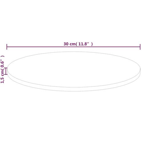 Rund bordplade Ø30x1,5 cm ubehandlet massivt egetræ