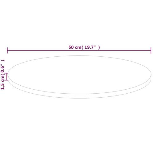 Rund bordplade Ø50x1,5 cm ubehandlet massivt egetræ