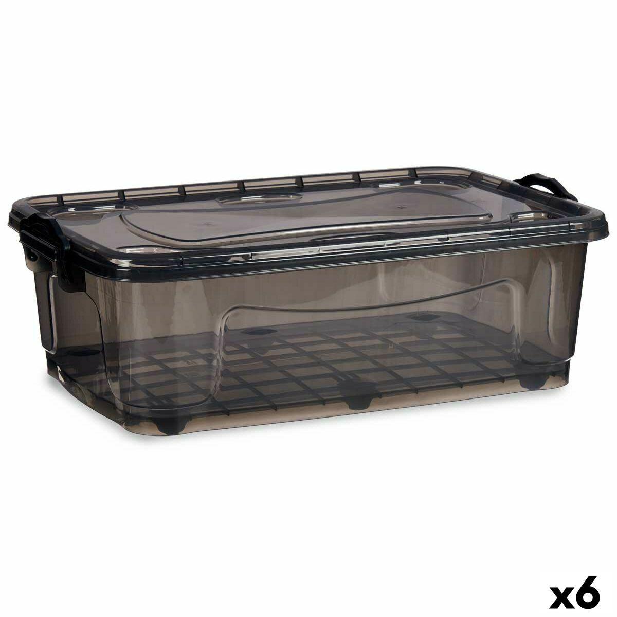 Opbevaringsboks med hjul Antracit Plastik 30 L 40 x 20,5 x 63 cm (6 enheder)