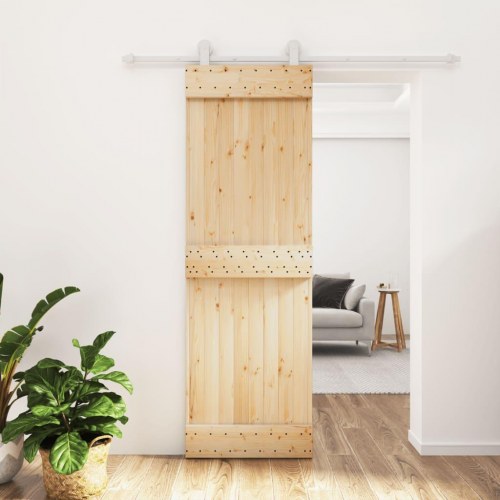 Skydedør med monteringssæt 70x210 cm massivt fyrretræ