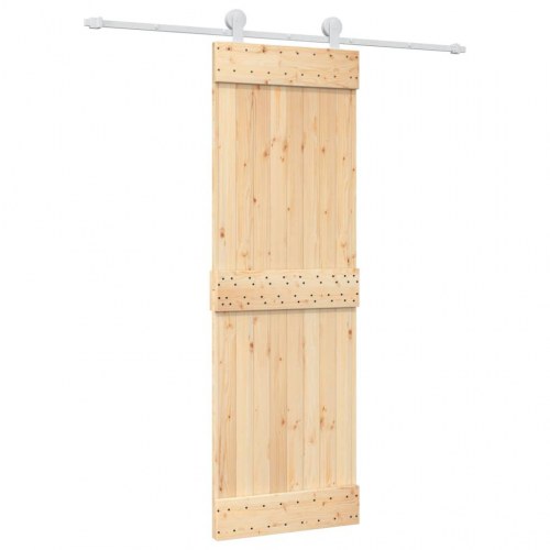 Skydedør med monteringssæt 70x210 cm massivt fyrretræ