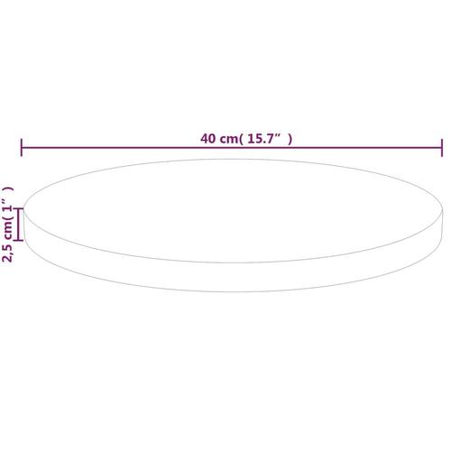 Rund bordplade Ø40x2,5 cm ubehandlet massivt egetræ