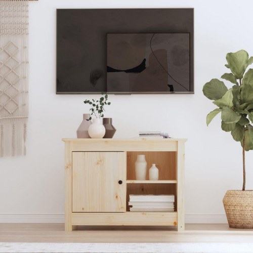 Tv-bord i massivt fyrretræ 70 × 36,5 × 52 cm - klassisk med opbevaring
