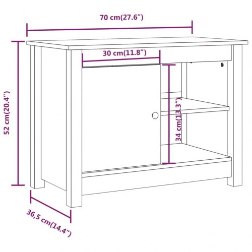 Tv-bord i massivt fyrretræ 70 × 36,5 × 52 cm - klassisk med opbevaring