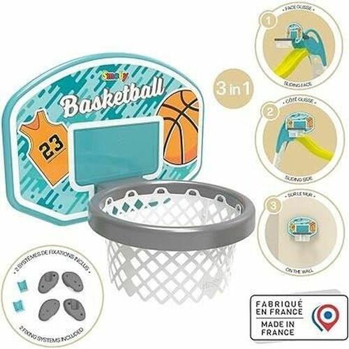Smoby basketballkurv - blå plastik, til udespil