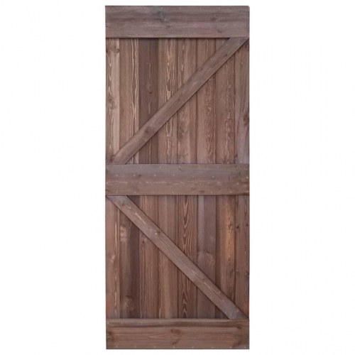 Skydedør med monteringssæt 80x210 cm fyrretræ mørkebrun