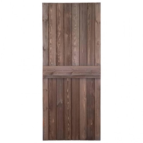 Skydedør med monteringssæt 80x210 cm fyrretræ mørkebrun