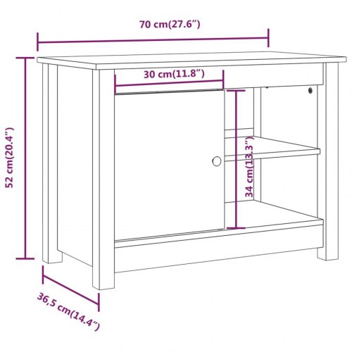 Tv-bord 70x36,5x52 cm massivt fyrretræ hvid