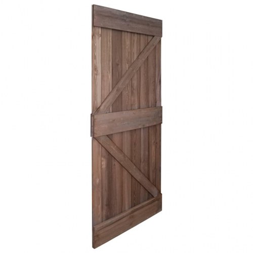 Skydedør med monteringssæt 80x210 cm fyrretræ mørkebrun