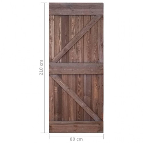 Skydedør med monteringssæt 80x210 cm fyrretræ mørkebrun