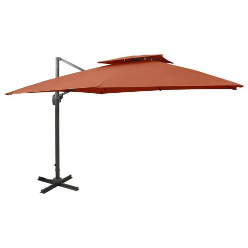Hængeparasol med dobbelt top 300 × 300 cm - terrakotta