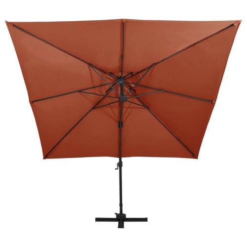 Hængeparasol med dobbelt top 300 × 300 cm - terrakotta