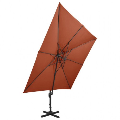 Hængeparasol med dobbelt top 300 × 300 cm - terrakotta
