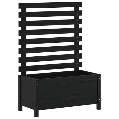 Plantekasse med stativ 79x39,5x114 cm massivt fyrretræ sort