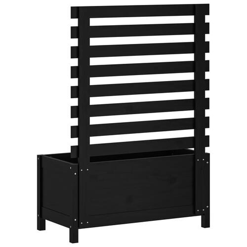 Plantekasse med stativ 79x39,5x114 cm massivt fyrretræ sort