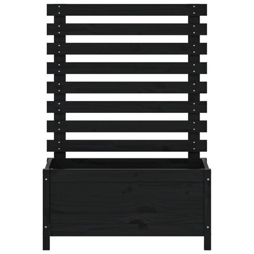 Plantekasse med stativ 79x39,5x114 cm massivt fyrretræ sort
